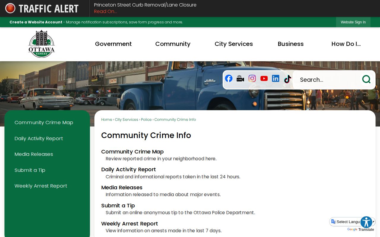 Franklin County Ottawa Community Crime Info official reports