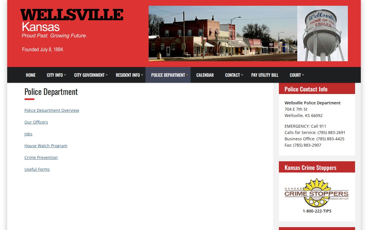Wellsville Police Department official page for Franklin County arrest records
